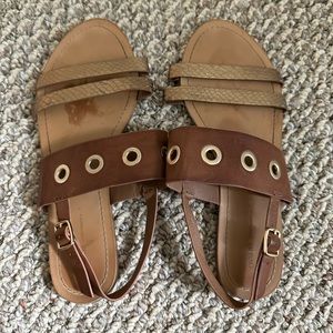 Oysho flat brown sandals